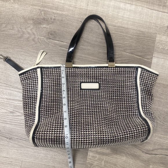 Longchamp Black and White Leather Bag